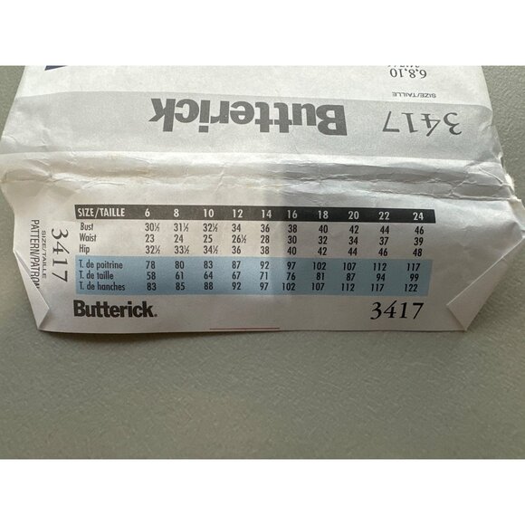 Butterick 3417 Misses Blouse Size 6 8 10 Sash Detachable Collar Sewing Pattern - Picture 5 of 6